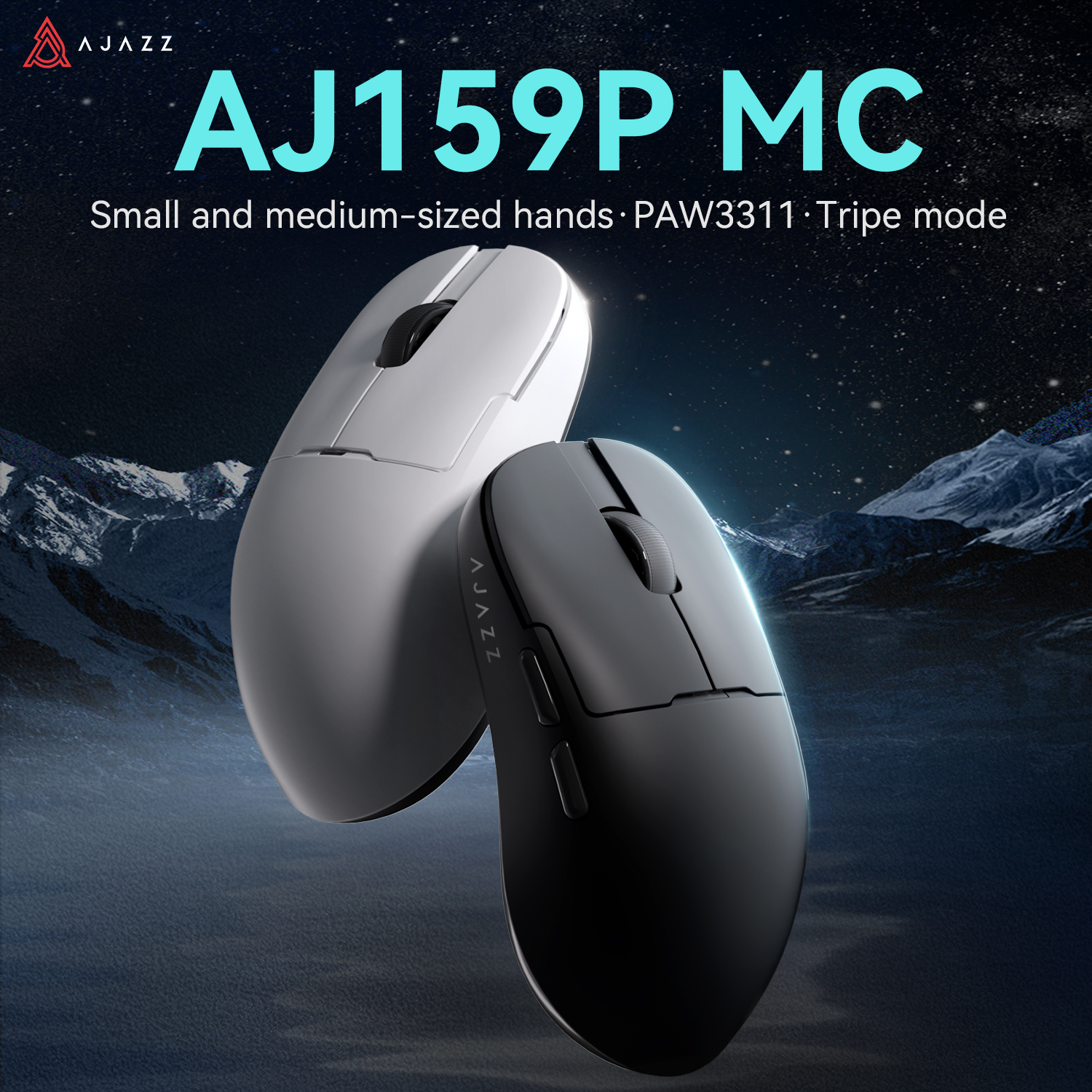 AJAZZ AJ159P MC draadloze gaming-gamingmuis met drie modi PAW3311 ongeveer 56 g lichtgewicht ondersteuning 1 KHZ retoursnelheid