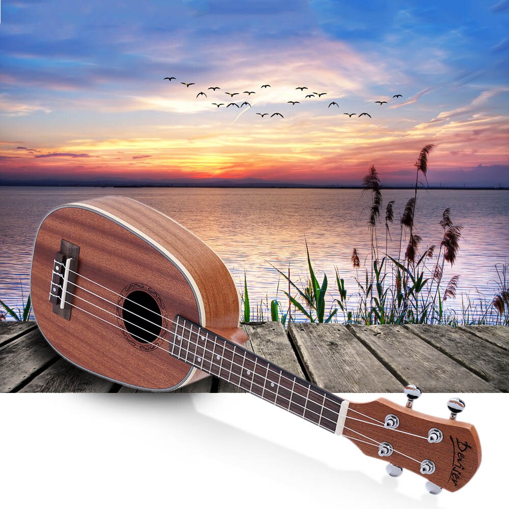 Ukelele Soprano de 21 &quot;de , guitarra hawaiana con forma de piña, mate, 4 cuerdas de nailon, diapasón de palisandro