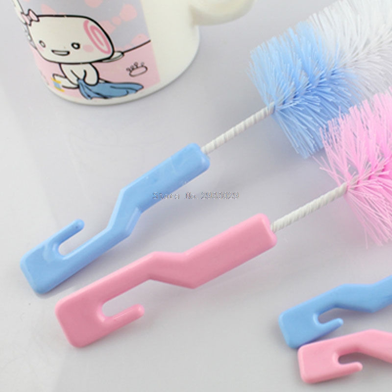 Set de 2 unids/set de cepillo de alimentación de bebé cepillo de limpieza de botellas taza pezón cepillo de botella de bebé cepillos cepillo de boquilla tubo tetina esponja