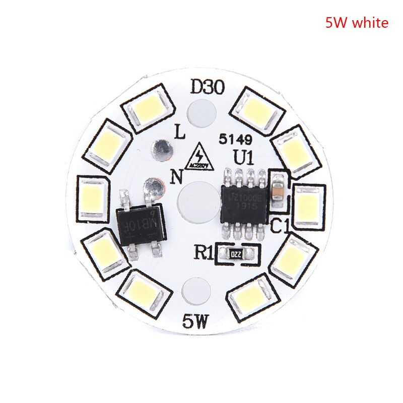 220V LED Bulb Patch Lamp SMD Plate Circular Module Light Source Plate For Bulb Light: 5w white