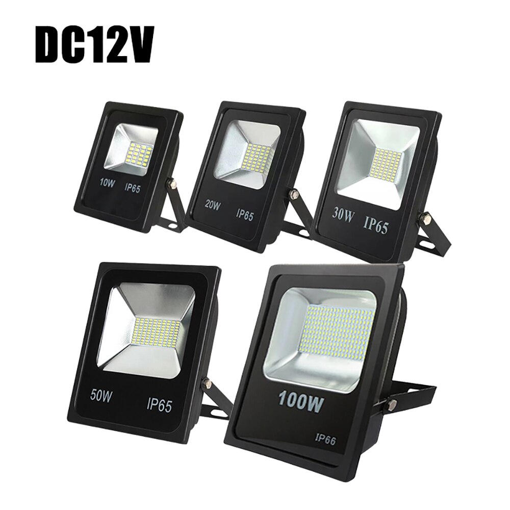 DC12-80V LED Floodlight IP66 Waterproof Flood Light 10W 20W 30W 50W 100W White Outdoor Spotlight For Night Market