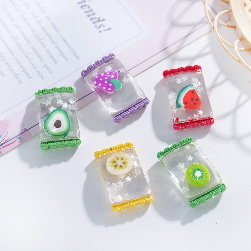 5 Pcs Mini Fruit Candy DIY Filling Accessory for Phone Case Decoration Miniature Resin Fruits Candy Chocolate