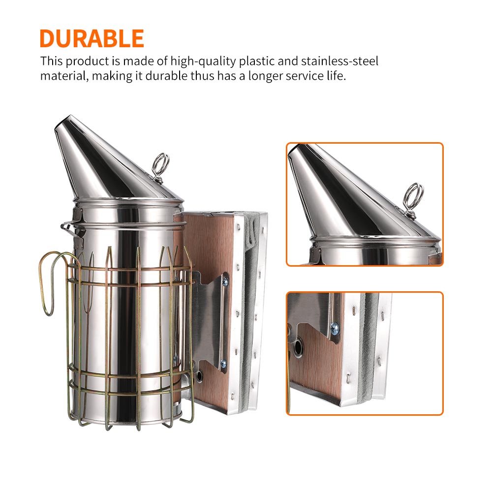 Beekeeping Stainless Steel Equipment Hive Box Tool Supplies For Beehive Bee Manual Smoke Maker With Hanging Hook Tools