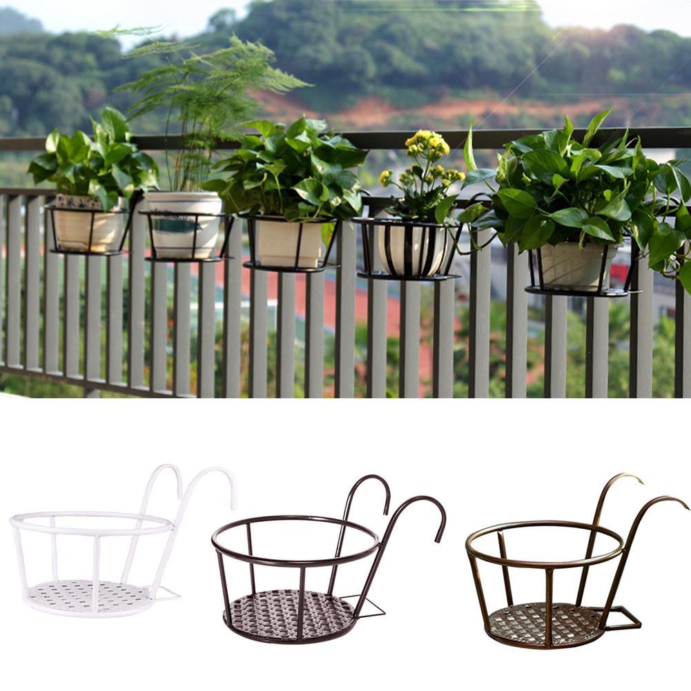 European style wrought iron railing flower pot stand hanging window green planting pot stand balcony plant stand