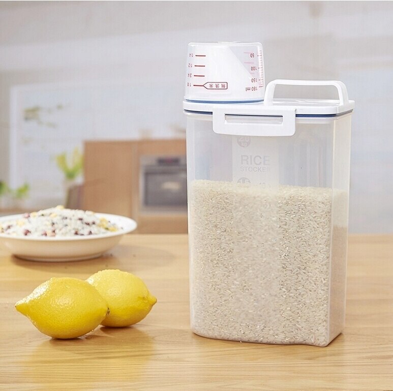 Tarros de comida, almacenamiento, cocina, cereales, granos, contenedor para almacenamiento de arroz, caja con verter Material PP