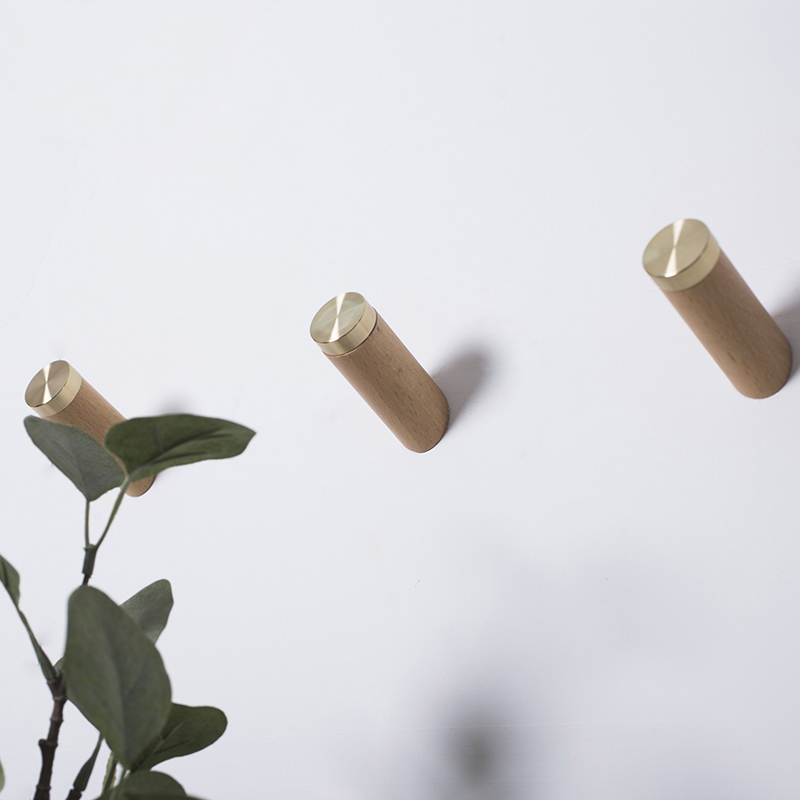 Appendiabiti da salotto in stile giapponese in legno di design unico in ottone