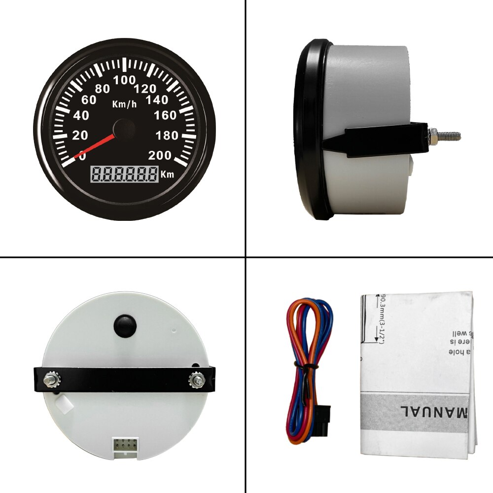 Universal 85mm Speedometer Odometer Speed Gauge 0-120/0-200 km/h for Car Truck Motor Auto with Backlight 12V 24V (Pulse Signal)
