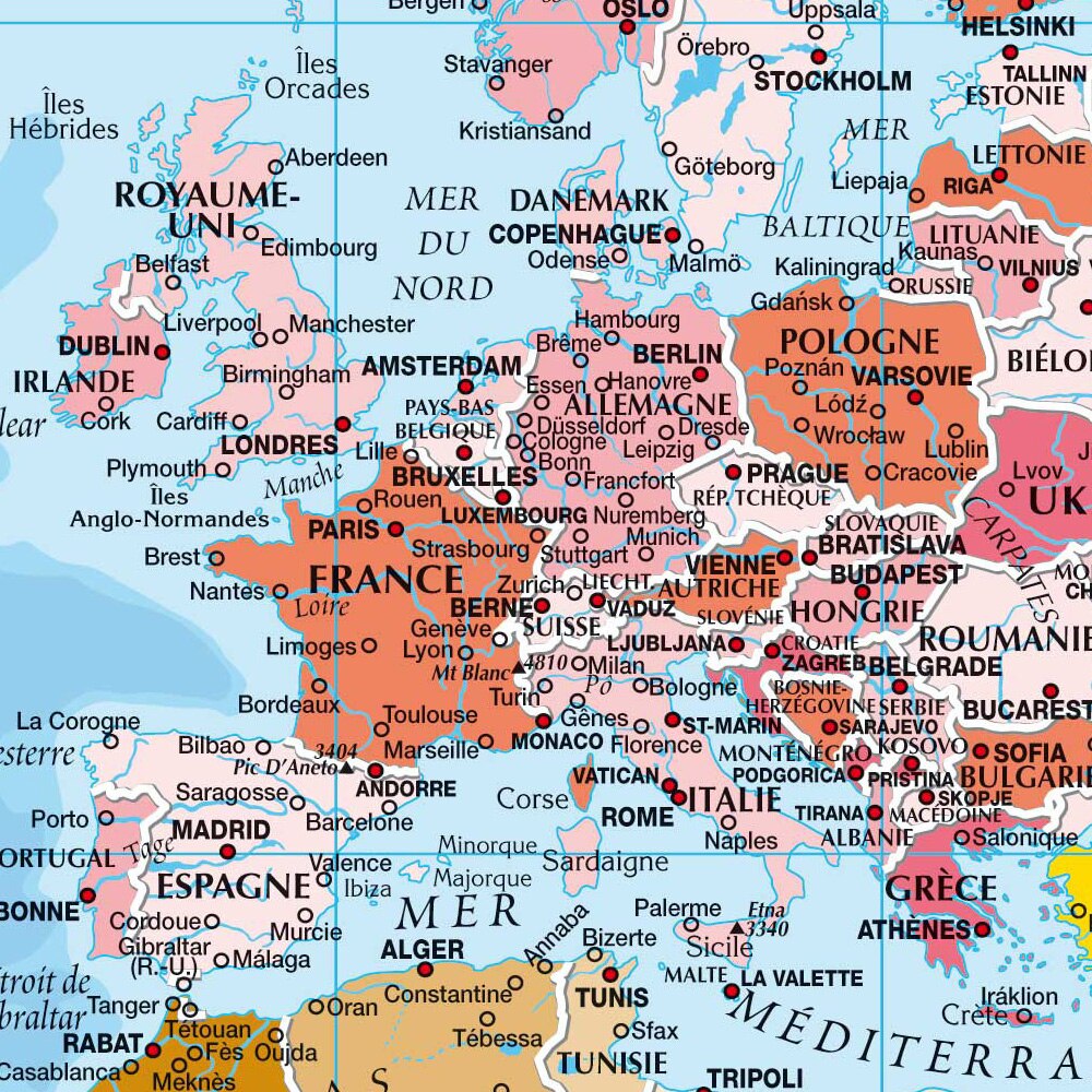 90*60cm The French World Map Political Map Wall Art Poster Canvas Painting Living Room Home Decoration School Supplies