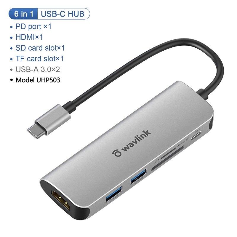 Wavlink USB-C Centrum kompatybilny z HDMI adapter wideo konwerter sygnału rodzaj-c mini stacja dokująca dla systemu okna prochowiec OS rozdzielacz Centrum na USB: UHP 503