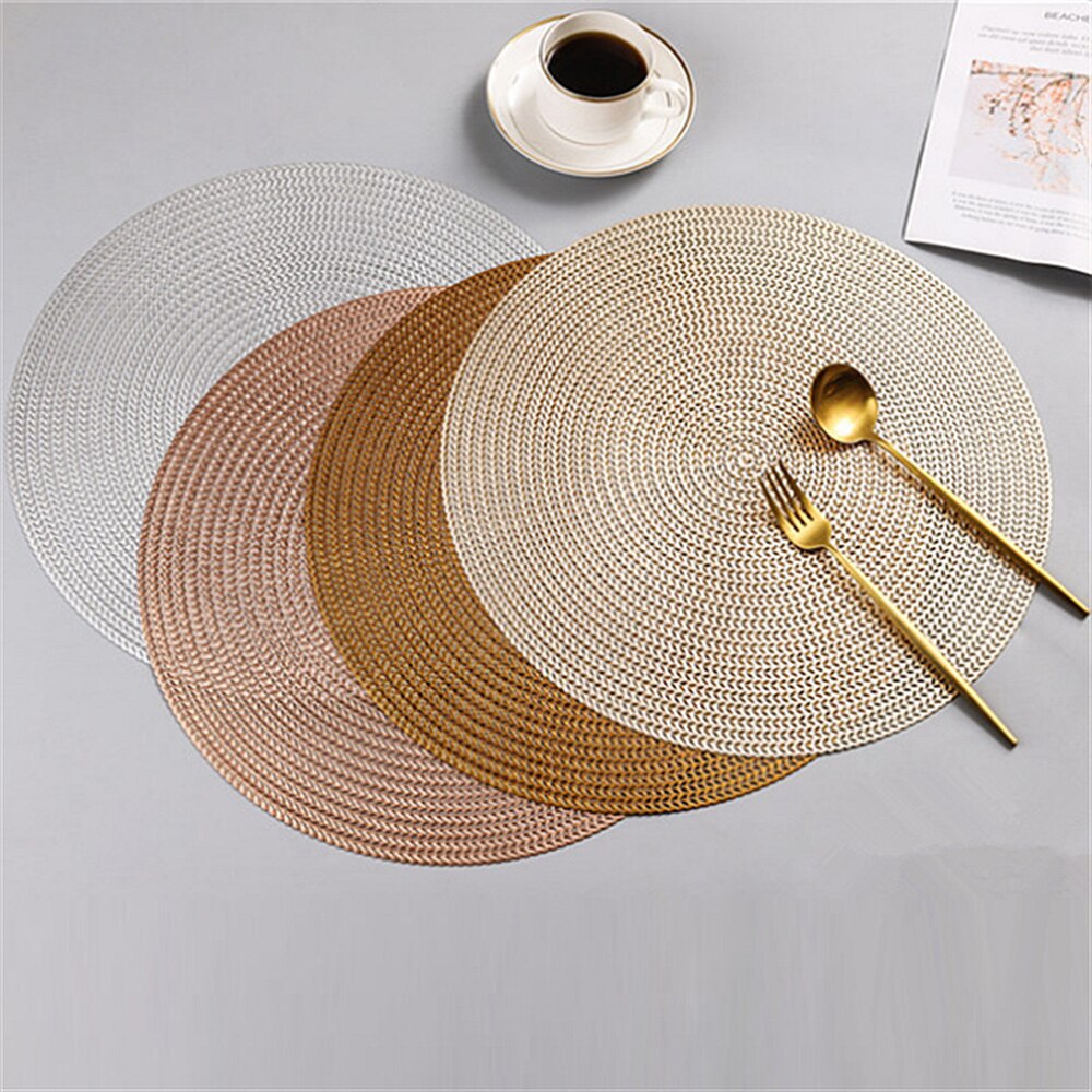 Mantel redondo de estilo nórdico de 38cm, Mantel Individual occidental de PVC, resistente al calor, antideslizante, con aislamiento, para mesa de restaurante y cena