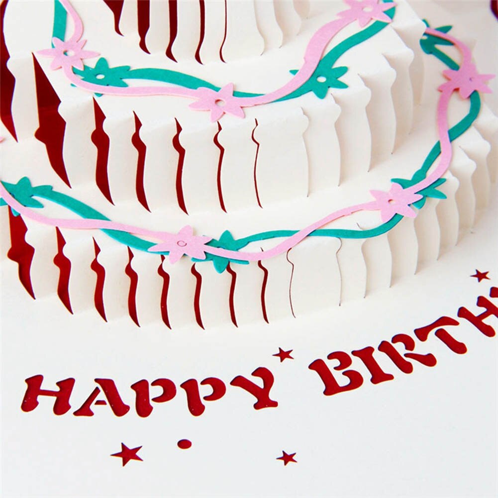 Kirigami-tarjeta de felicitación 3D hecha a mano con de Origami, vela para pastel de cumpleaños, sobre, tarjeta de invitación, 15*15cm