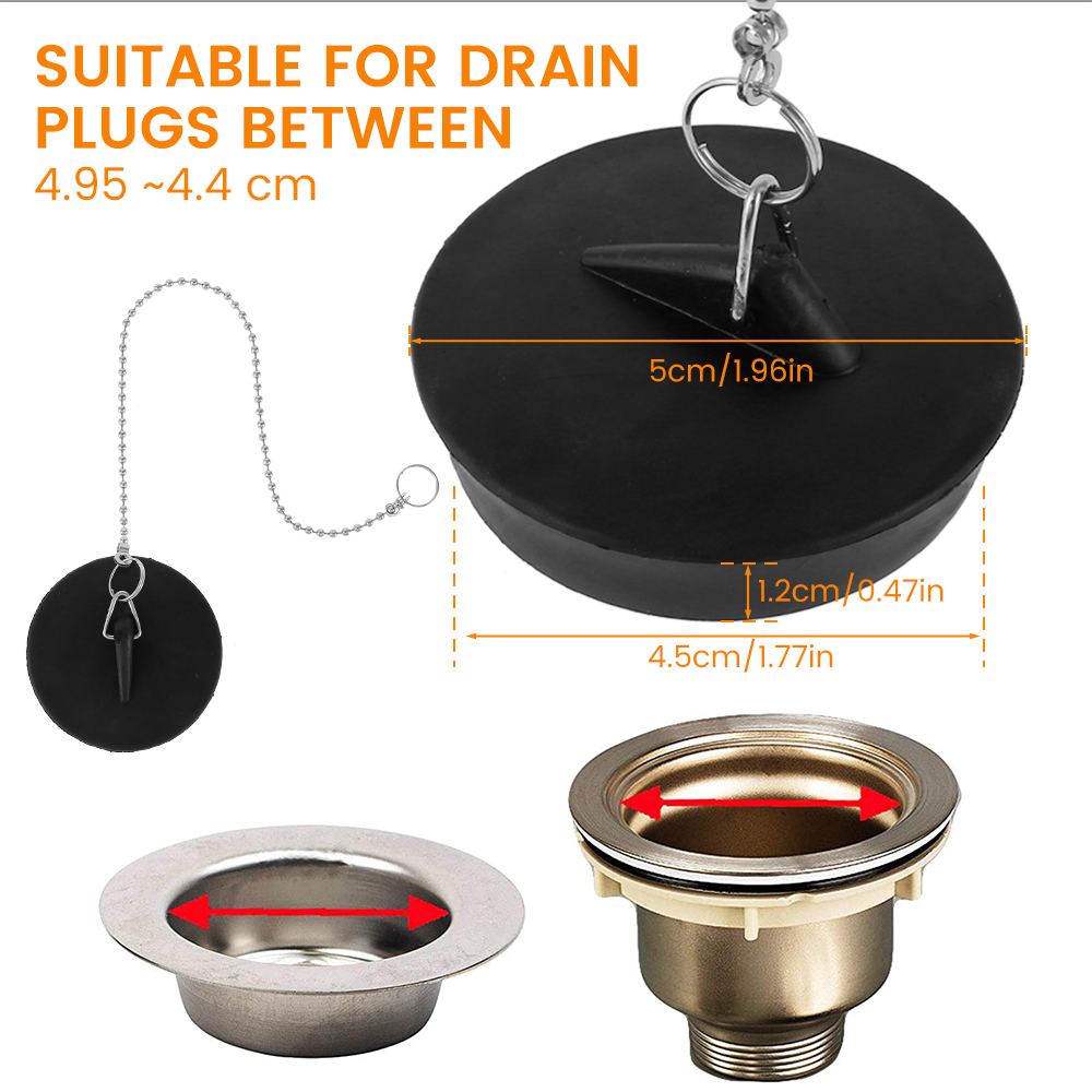 2 Stuks Gootsteenplug Universele Rubberen Afvoerstop Met Ronde Kralen Ketting Bad Gootsteen Afvoer Stopstekker Voor Keuken En Badkamer