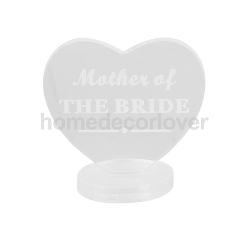 Wedding Table Decorations - Acrylic Heart Name Plaques Mother of the Bride