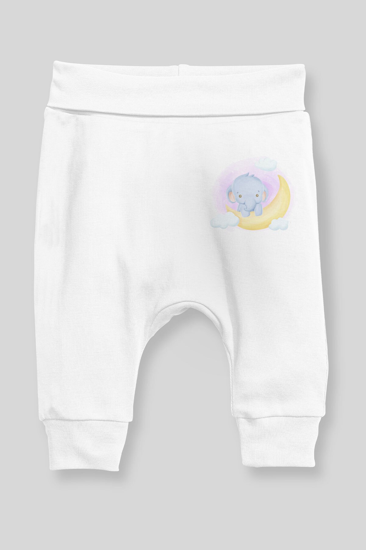 Angemiel Baby Moon On Small Elephant Baby Boy Harem Pants Pantalon White