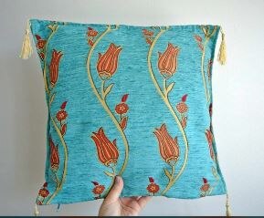 Türkische Ottomane Stil Chenille Kissen Kissen Abdeckung 17 "x 17" Blau