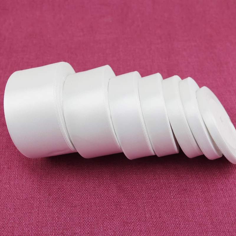 25 meter/rol wit enkelzijdig satijnen lint cadeauverpakking kerst handgemaakte doe-het-zelf linten