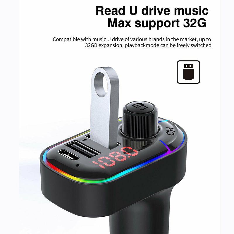 Car Bluetooth 5.0 FM Transmitter Wireless Adapter Mic Audio Receiver Auto MP3 Player 2.1A Dual USB Fast Charger Car Accessories