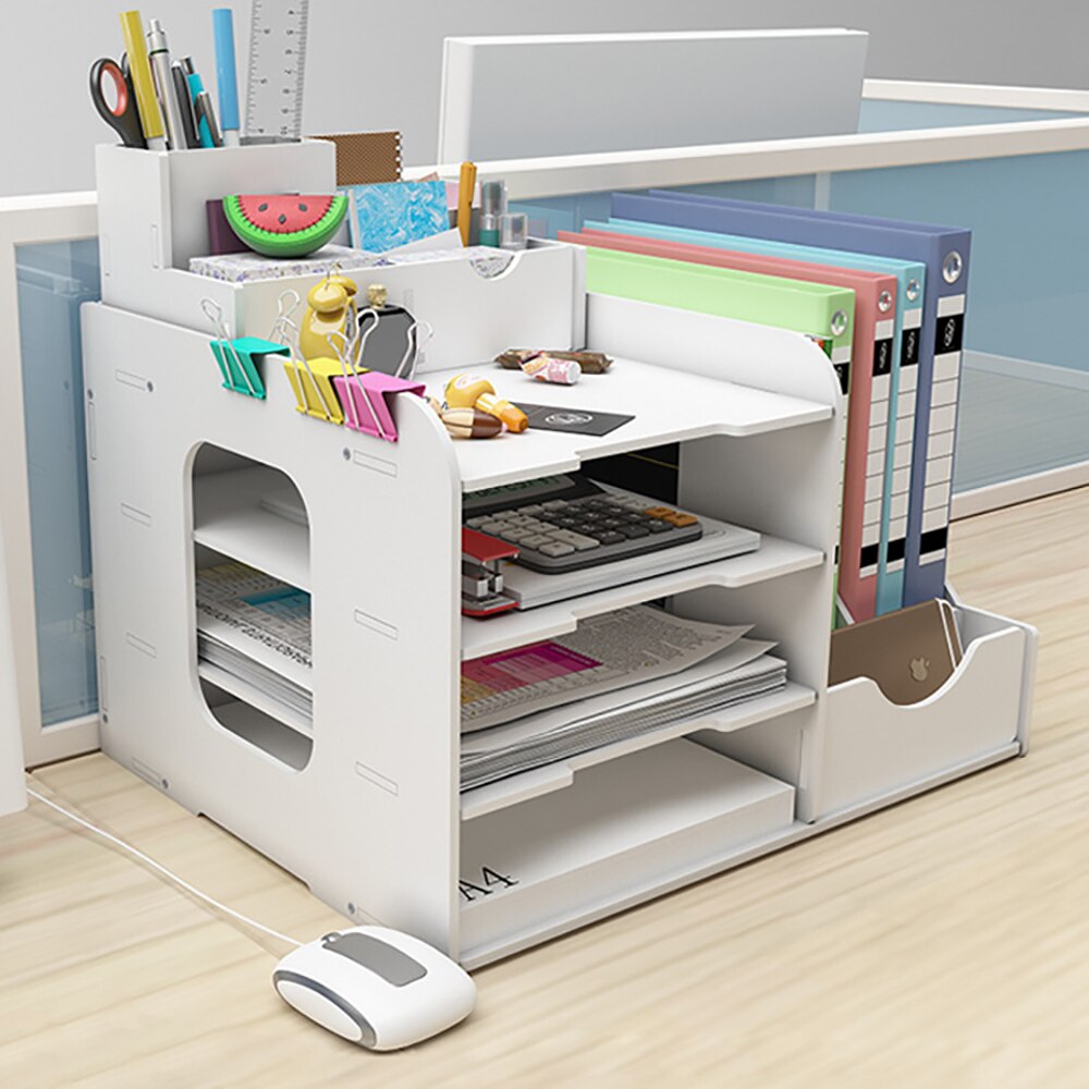 4 Layers Multifunction Document Trays File Paper Letter Holder Stationery Storage Waterproof Desk Organizer Office Accessories