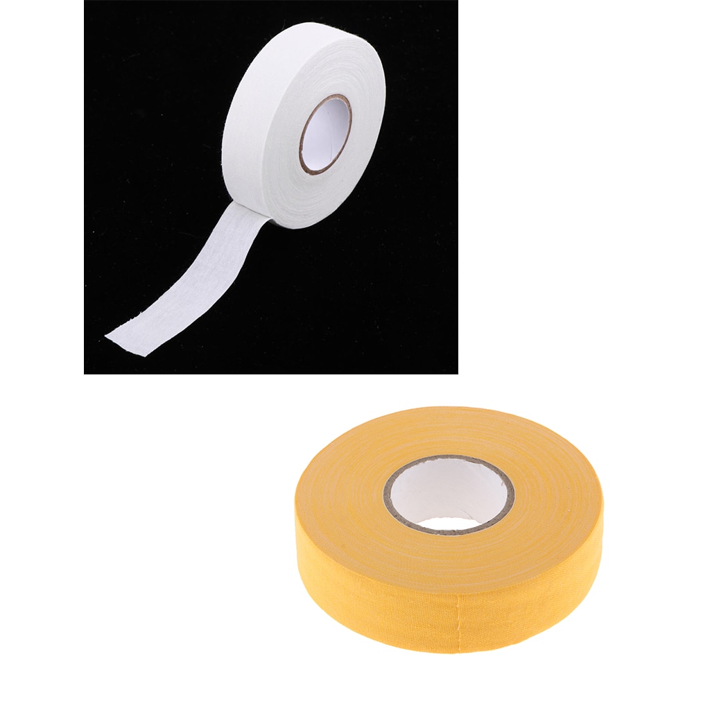 2 Stuks Zelfklevende Hockeystick Tape Doek Mouwen Wrap Cover Tennis Grip (23 Meter Lang 2.5 Cm breed) geel Wit