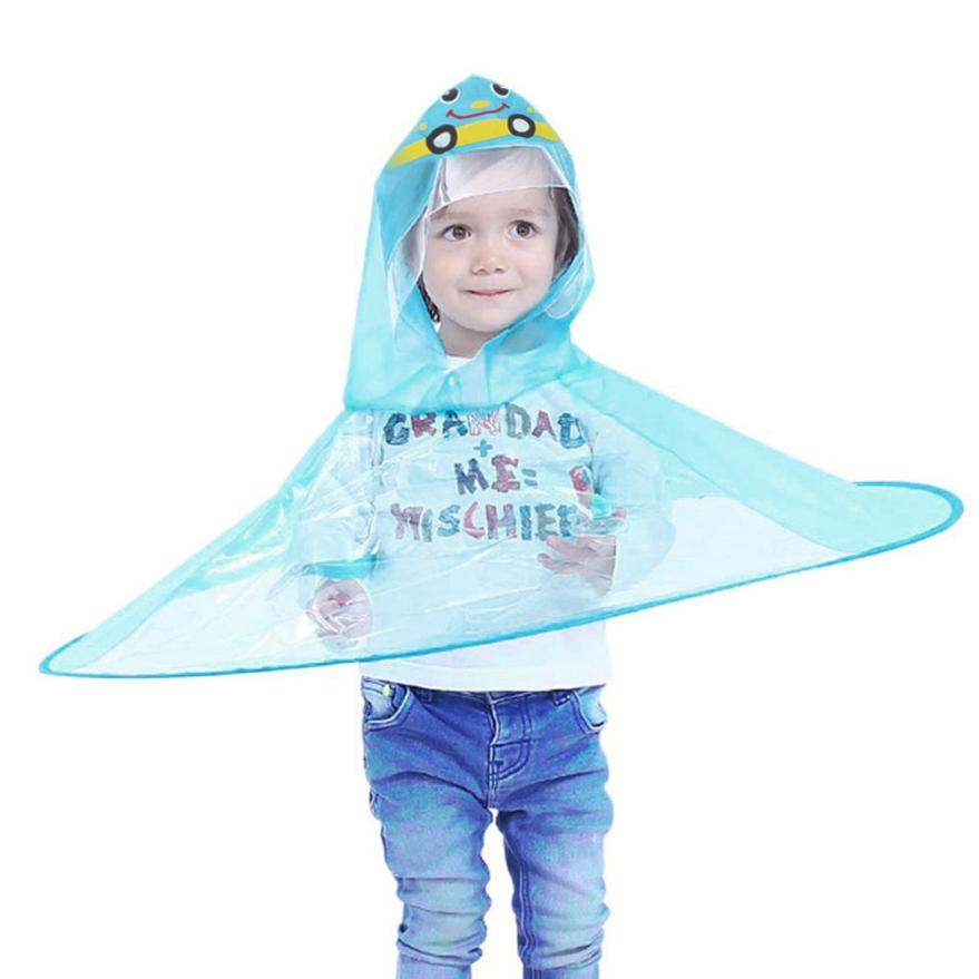 Cute Children Raincoat Rain Coat UFO Children Umbrella Hat Magical Hands Free Raincoat Great For Kids #