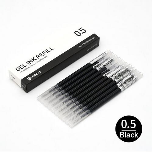 Xiaomi-bolígrafo KACO Original, marcador colorido, cadena ecológica, recarga escolar, 5 colores, 0,5mm, azul y rojo, recarga de tinta ABS duradera: Only 10pcs Black Ink