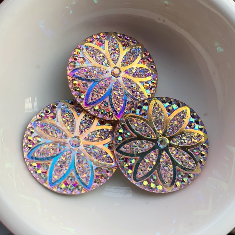 18 stk 25mm blomster rhinsten flad bagside harpiks syet på krystal rhinsten perler diy krystal trim  e884