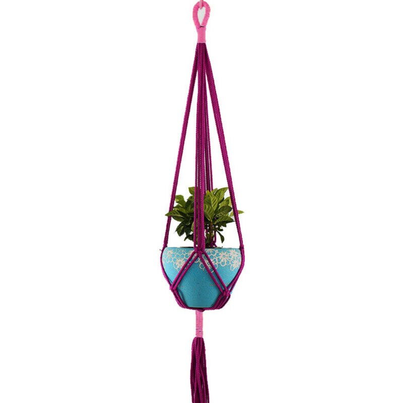 Decoratieve plantenhanger macramé plantenhanger voor buiten, hangende plantenmand van katoentouw met 4 poten