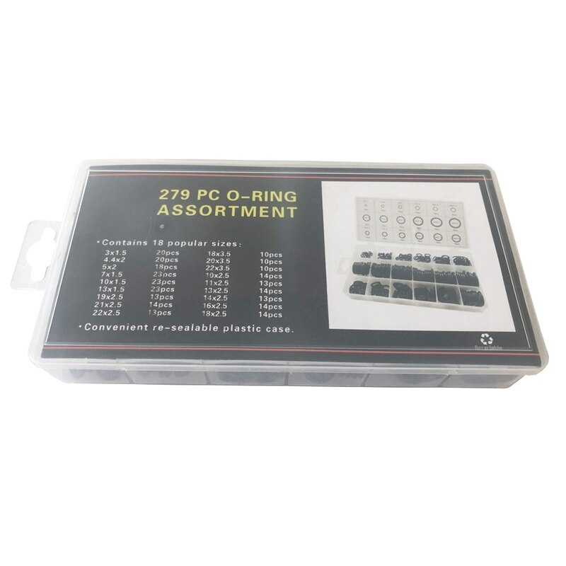 279Pcs O-Ring Rubber Pakking Classificatie Black O-Ring Seal Set Nitril Pakking Auto Pakking
