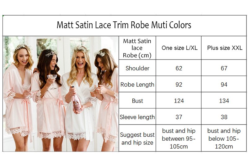 Dusty Blue Matt Satin Lace Robe with Trim Gown Bridal Wedding Bride Robes Bridesmaid Kimono Robe Bridal Robes