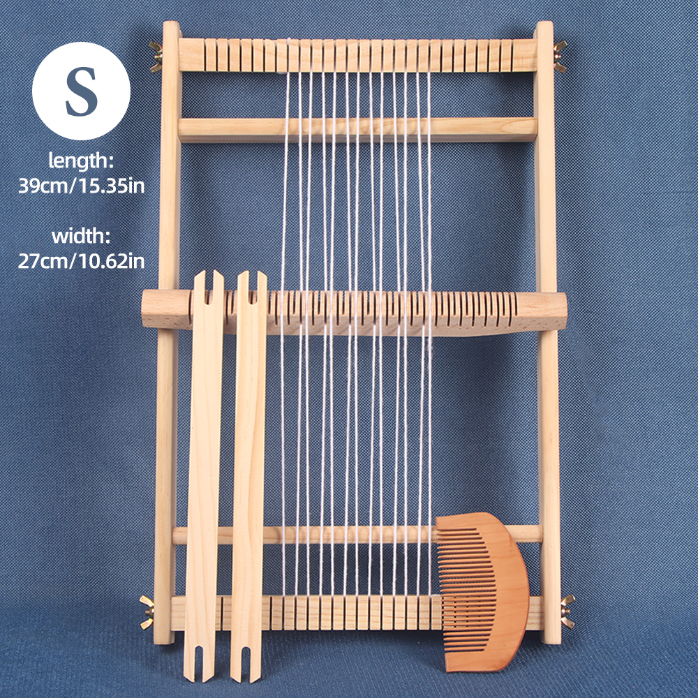 Telar para tejer multiartesanía de madera QJH 19,6" de largo x 15,3" de ancho Ordito ​ Marco ​ Barra de púas de telar para tablero de tejido, tapiz Weaver, niños principiantes: Gris claro