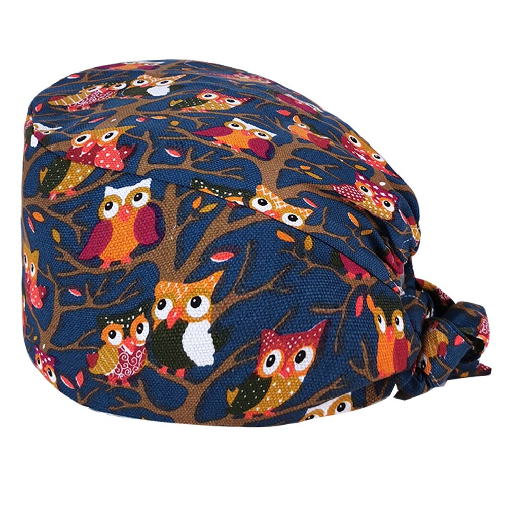 Mode Katoen Cartoon Animatie Afdrukken Verpleegkundige Cap Ademend Operatiekamer Unisex Werk Cap Schoonheidssalon Verpleging Scrub Cap: 22091