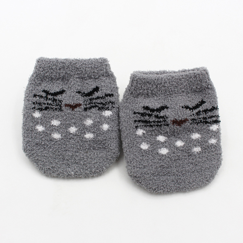 Antislip Baby Sokken Herfst Winter Coral Fleece Sokken Warm Peuter Jongen Meisjes Vloer Sokken Baby Kleding Accessoires Thicken: Grijs / 0-1 years