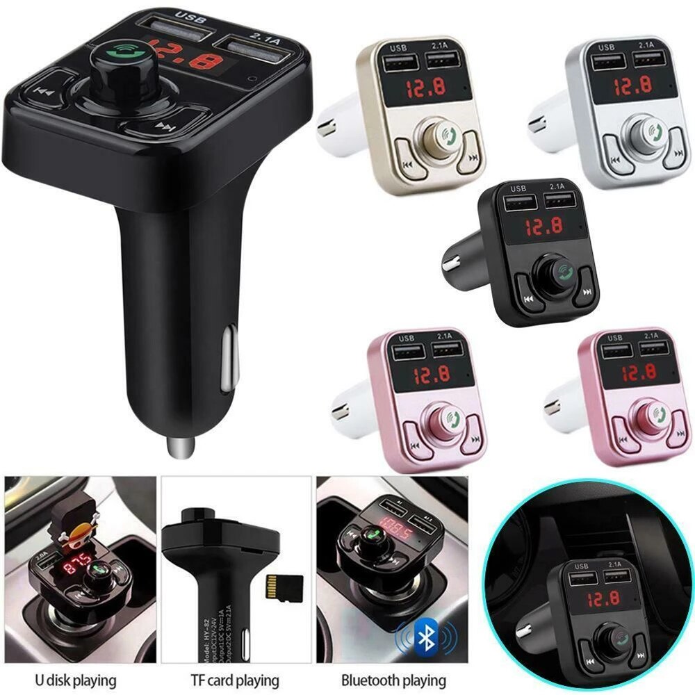 Transmetteur sans fil Bluetooth 5.0 FM pour voiture, mains libres, chargeur MP3, double affichage, lecteur équipé, double USB