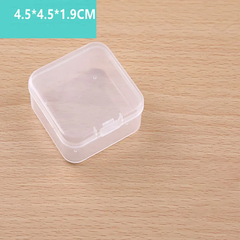 Caja cuadrada de plástico PP, almacenamiento Rectangular, cubierta abatible transparente, piezas de almacenamiento de una sola pieza, embalaje de joyería de producto pequeño