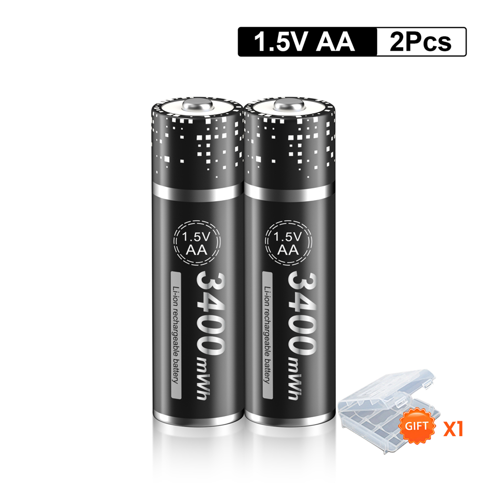 PALO AA 1.5 V Li-ion Rechargeable battery 1.5V AA lithium battery 3400 mWh AA batteries for Clocks, mice, computers, toys so on: Gold