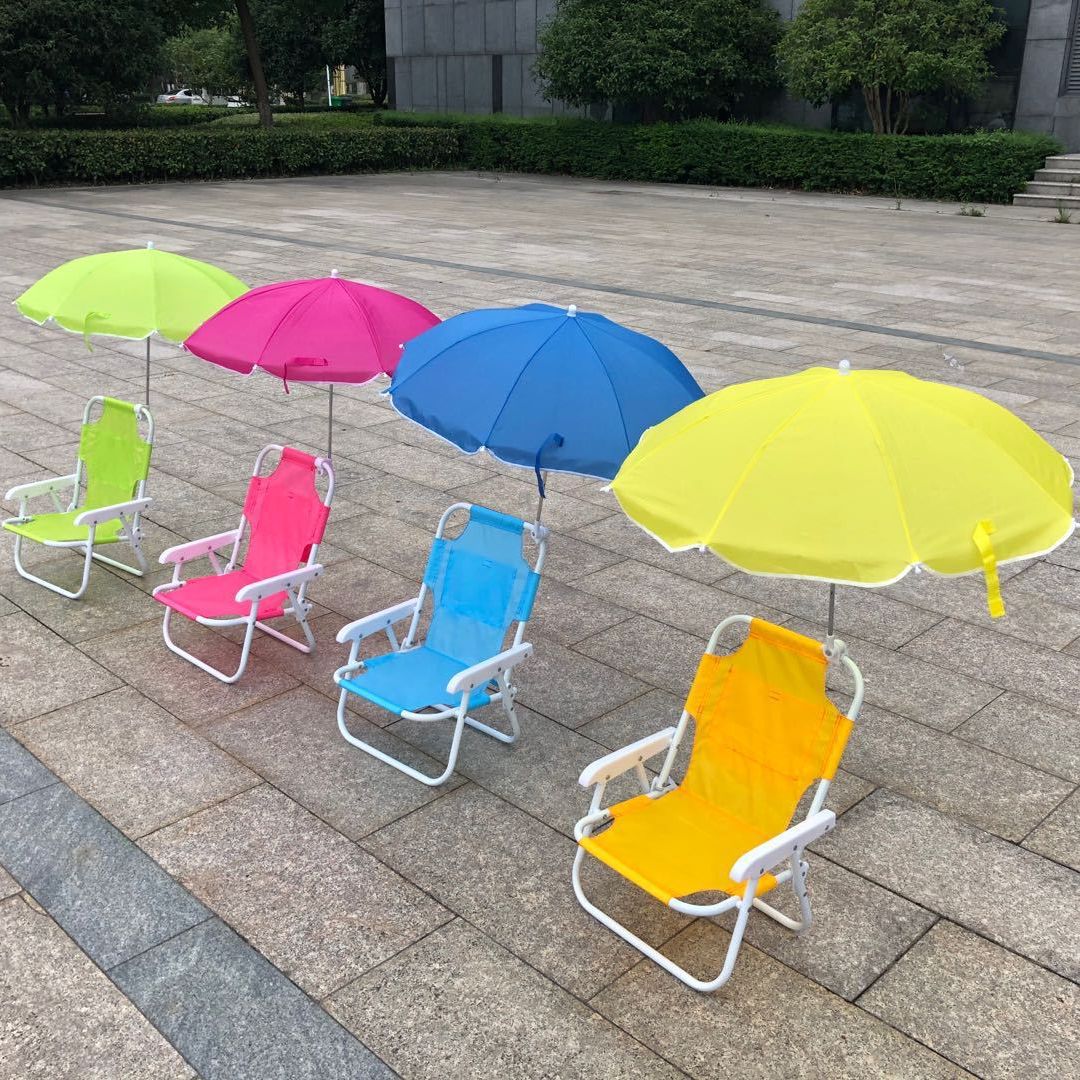 Outdoor Folding Beach Children Chair With Umbrella Utralight Baby Kids Camp Chair Sun Lounger Folding Picnic Camping Seat
