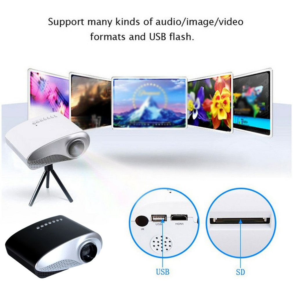 Mini Projector Full HD Portable 1080P 3D HD LED Projector Multimedia Home Theater USB VGA HDMI TV Home Theatre System