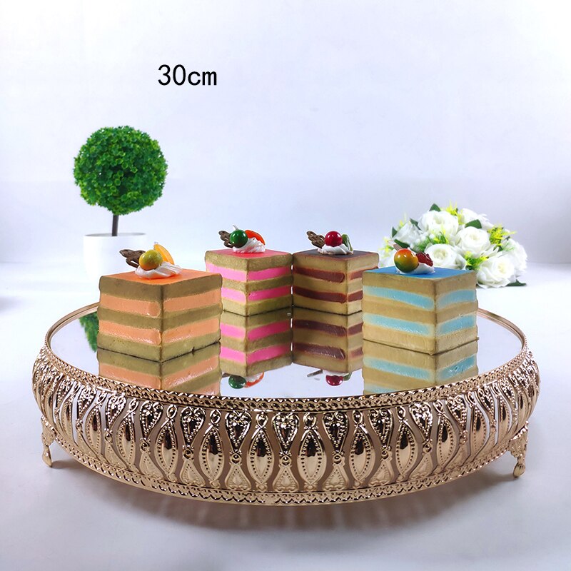 1pc metal bryllupskage stativ dekoration fest spejl bakke dessert galvanisk guld cupcake bord hjemme display værktøjer: Guld 30 cm