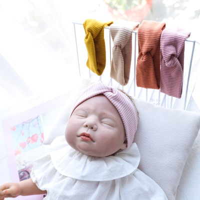 Einfarbig Baby Stirnband Herbst Winter Mädchen freundlicher Twist Knoten Haar Band betroffen Baumwolle Elastische Baby Mädchen Stirnbänder Haar Zubehör