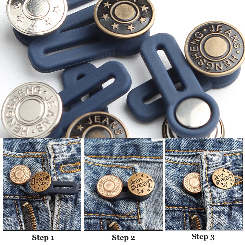 Jean avec bouton rétractable pour vêtements | Pantalon, jean, Ceinture en métal, bouton extensible ajustable, Ceinture, Jeans, boutons de couture
