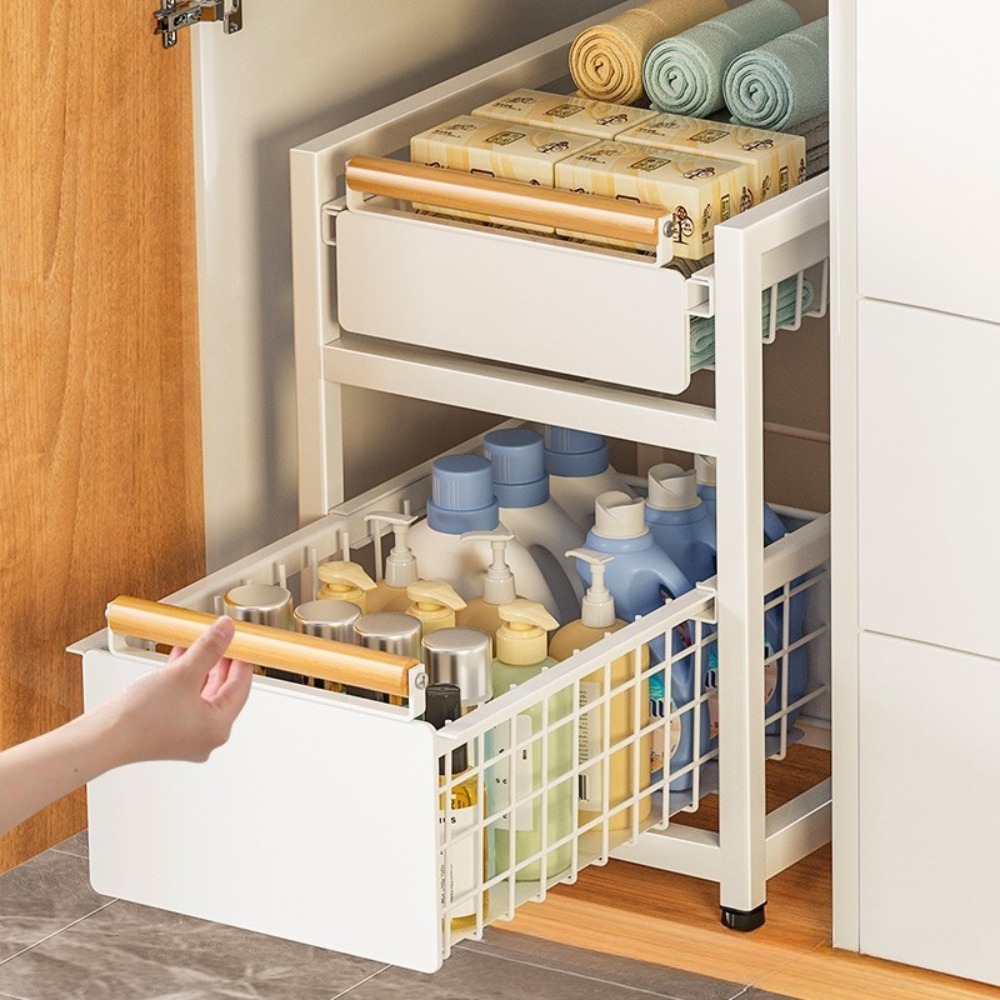 Keuken Opbergrek Schuifkast Organizer Uittrekbare Onder Gootsteen Rek Onder Gootsteen Organizer 2-Tier Badkamer Aanrecht Plank