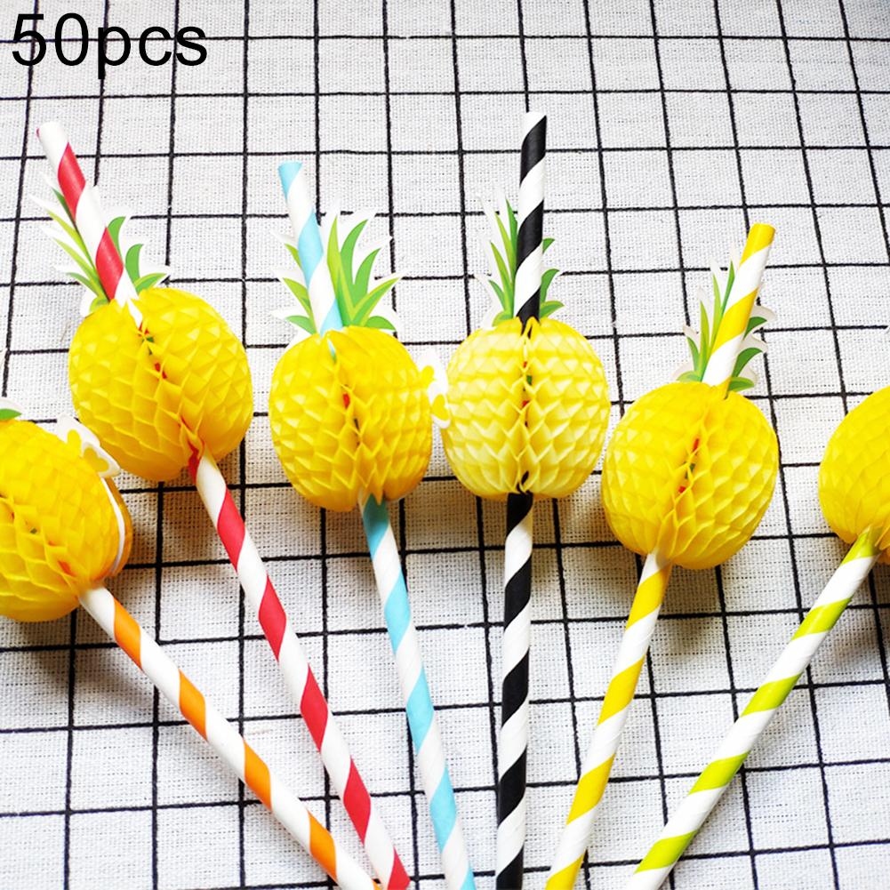 Papier Rietjes Ananas Fruit Creatieve Multicolor Drinken Sap Stro Verjaardagsfeestje Bruiloft Decoratie