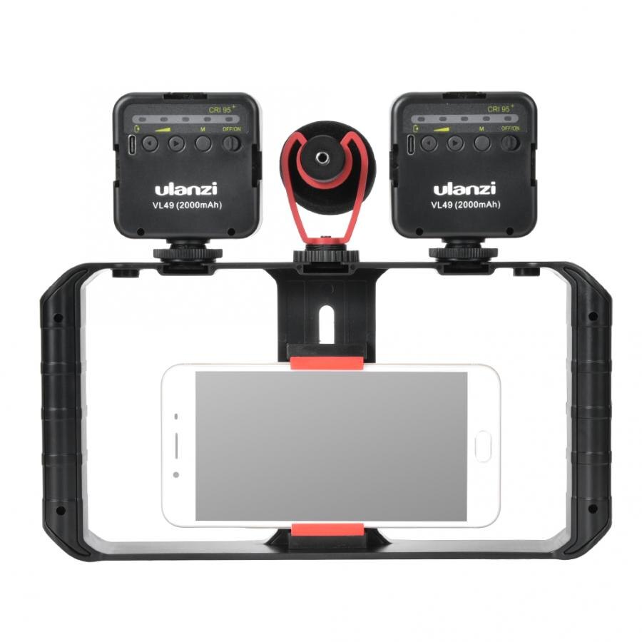 Ulanzi Smartphone Video Kit Telefoon Fotografie Live Vlog Set Omvat Statief Telefoon Clip Led Verlichting Microfoon Handheld Stabilizer