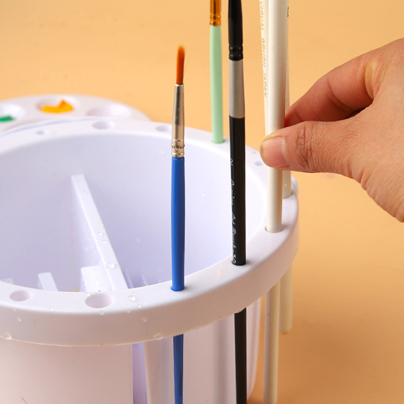 Cubo para lavadora de pinceles 3 en 1 con tapa de paleta, soporte para pinceles de pintura, arte, acuarela, pintura al óleo, Herramientas de limpieza, bandeja para cepillos, lavabo