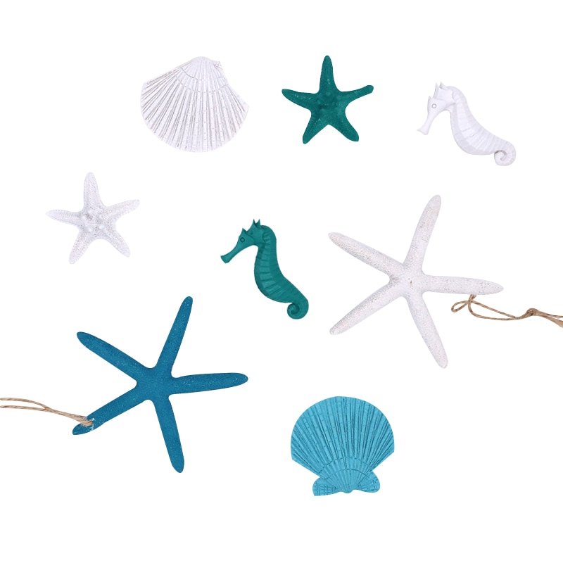 Nautische Mermaid Thema Verjaardagsfeestje Visnetten met Zee Schelpen Metalen Ballonnen Achtergrond Muur Opknoping Decoratie Benodigdheden