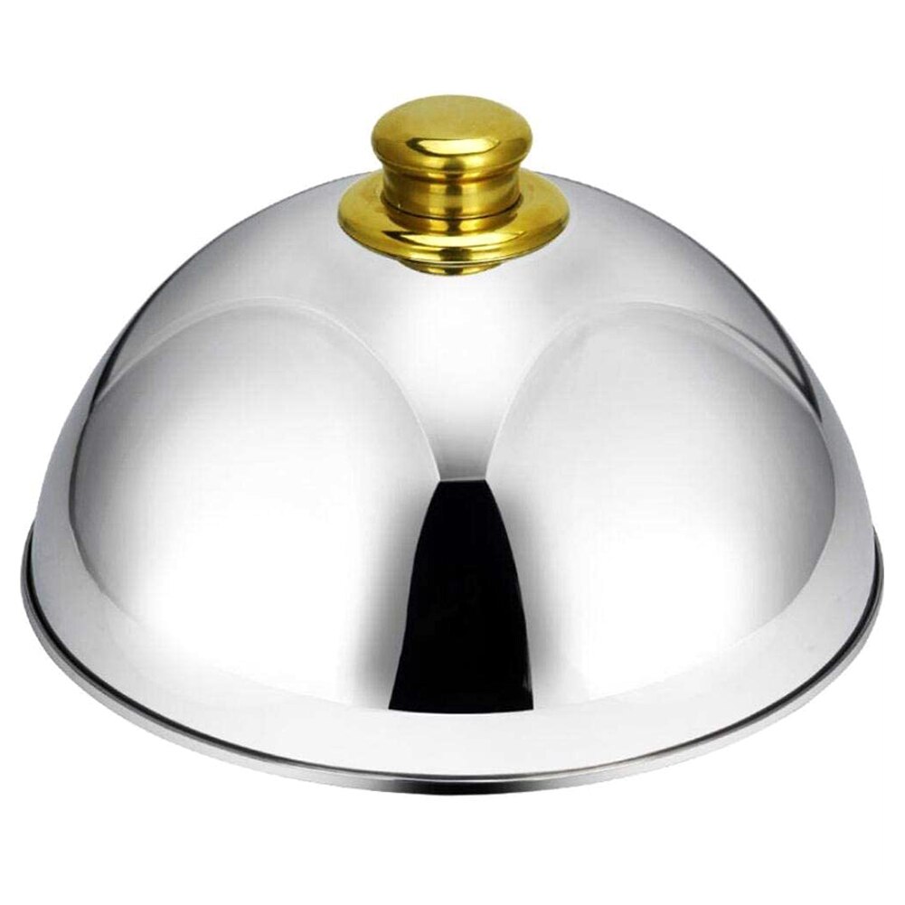 Rostfritt stål cloche mat lock kupol serverings tallrik maträtt middag kupad lock servering fat cloche mat lock  #20: Guld-