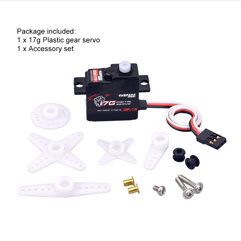 SURPASS Hobby S0017M 17g Metal Gear 1.8KG Digital Servo for RC Airplane Robot 1/18 1/16 Truck Car Boat Duct Plane
