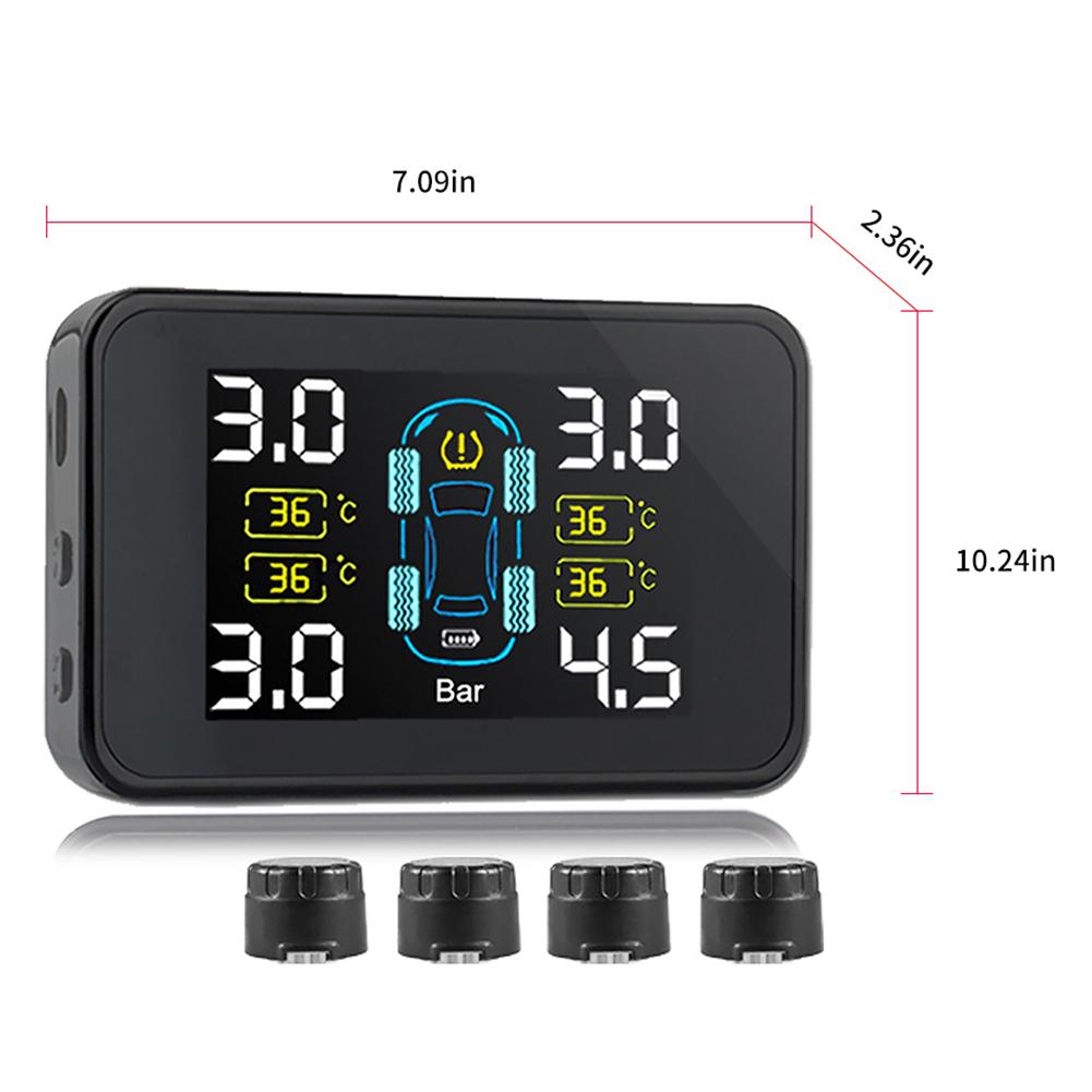 Car TPMS Tyre Pressure Monitoring System Solar Power Digital LCD Display Auto Security Alarm Systems Tyre Pressure With 4 Sensor