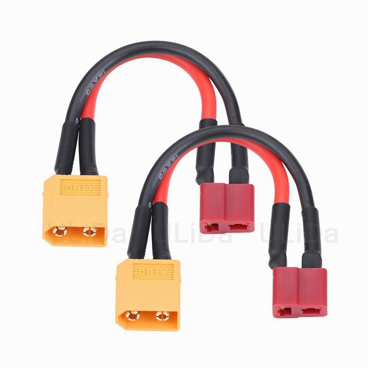 2 szt. XT60 / XT-60 kobiecy męski wtyk typu T (lub XT60 męski na żeński T) Adapter (styl dziekan) kabel do ładowarki 5CM 14AWG: Kawy