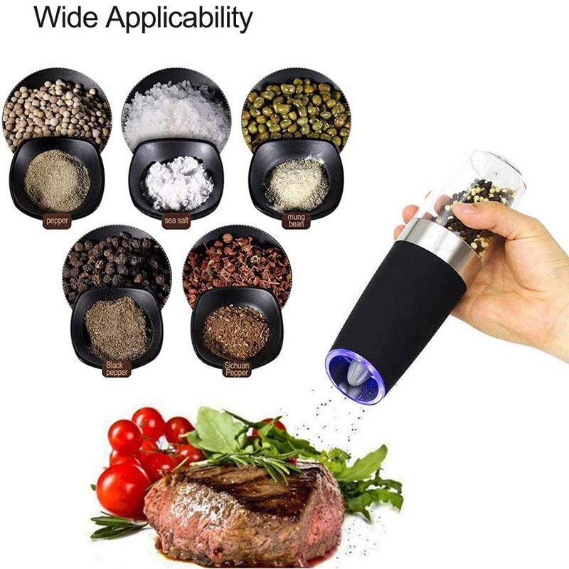 Pepermolen zout- en peperstrooiers peper zwaartekracht elektrische zoutmolen molen op batterijen met instelbare grofheid